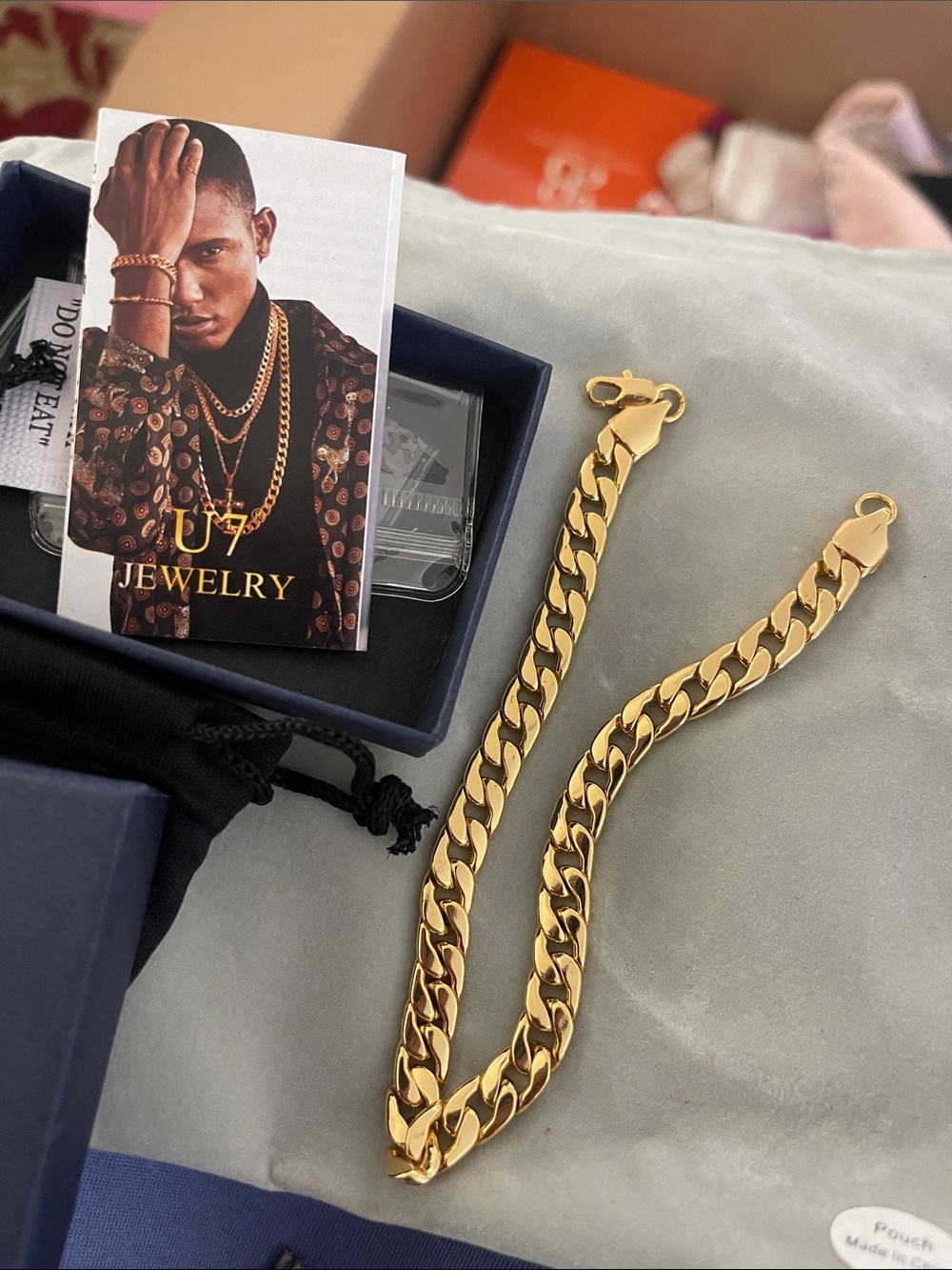 U7 Jewelry Gold Cuban Link Necklace and Bracelet Set